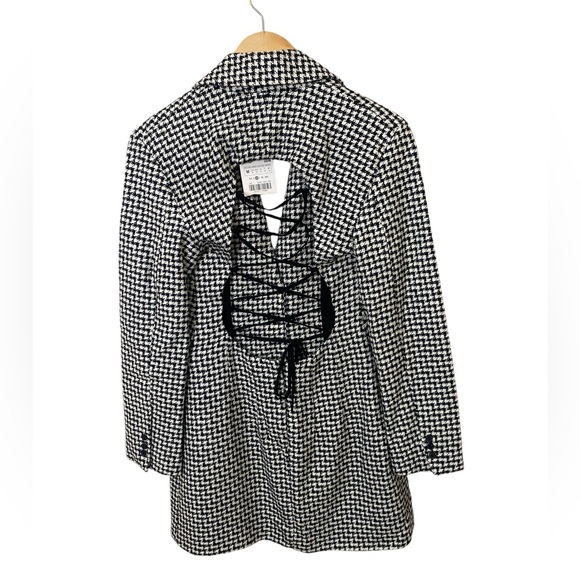 Zara blogger favorite houndstooth open corset tie back blazer mini dress - Picture 4 of 6